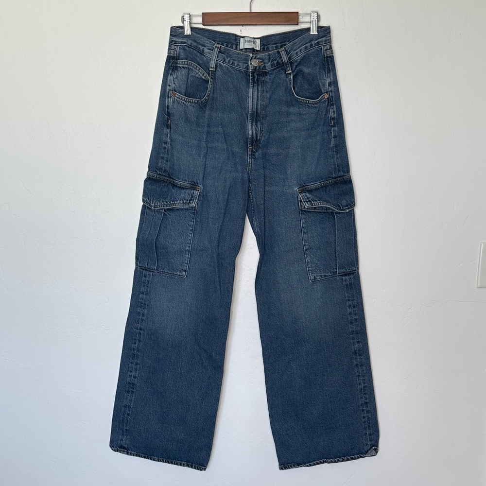 AGOLDE Minka Cargo Wide Leg High Rise Jeans Path Wash Size 29 - Picture 2 of 9